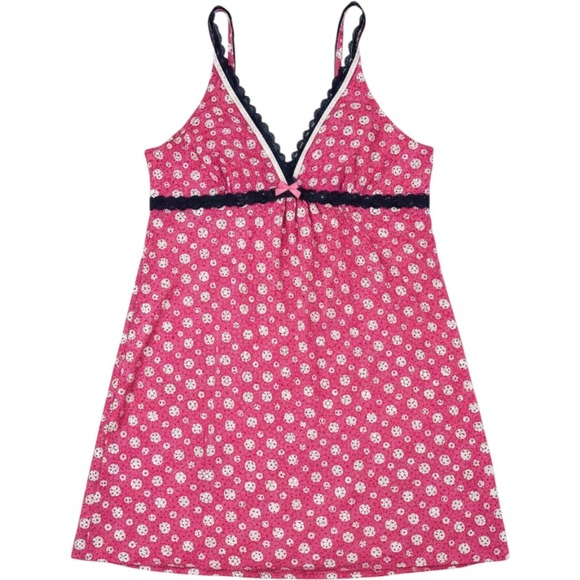 Olsenboye Other - Olsenboye Chemise Nightgown Women Large Pink Polka Dot Lace Trim Y2K Babydoll